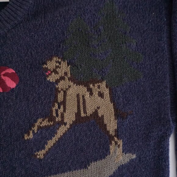 Vintage Northern Reflections Puppy Dog Navy Knit Cardigan Sweater Grandmacore M - Picture 9 of 10